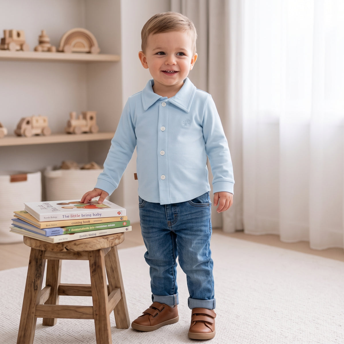 Kinderpolo Babyblauw Piqué | 95% Katoen | Maat 92–104 | Frogs and Dogs