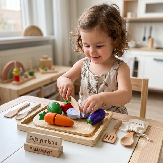 Mamamemo Houten Snijset Groente met Snijplank