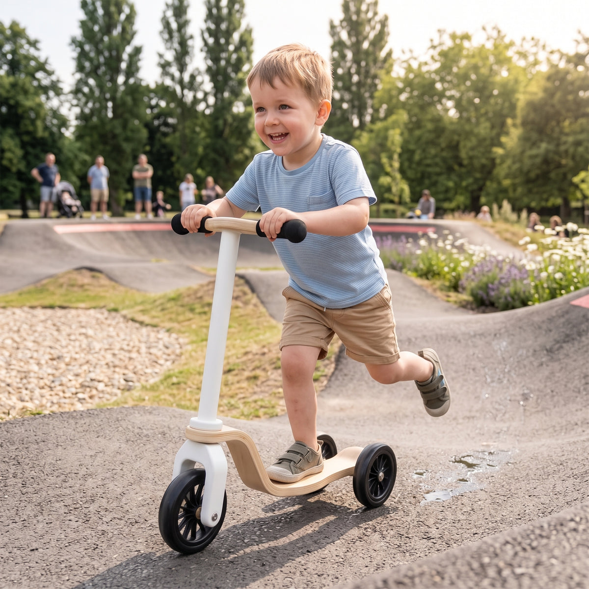 Kinderfeets Kinderscooter | Houten Step | Naturel/Wit | Vanaf 2 jaar