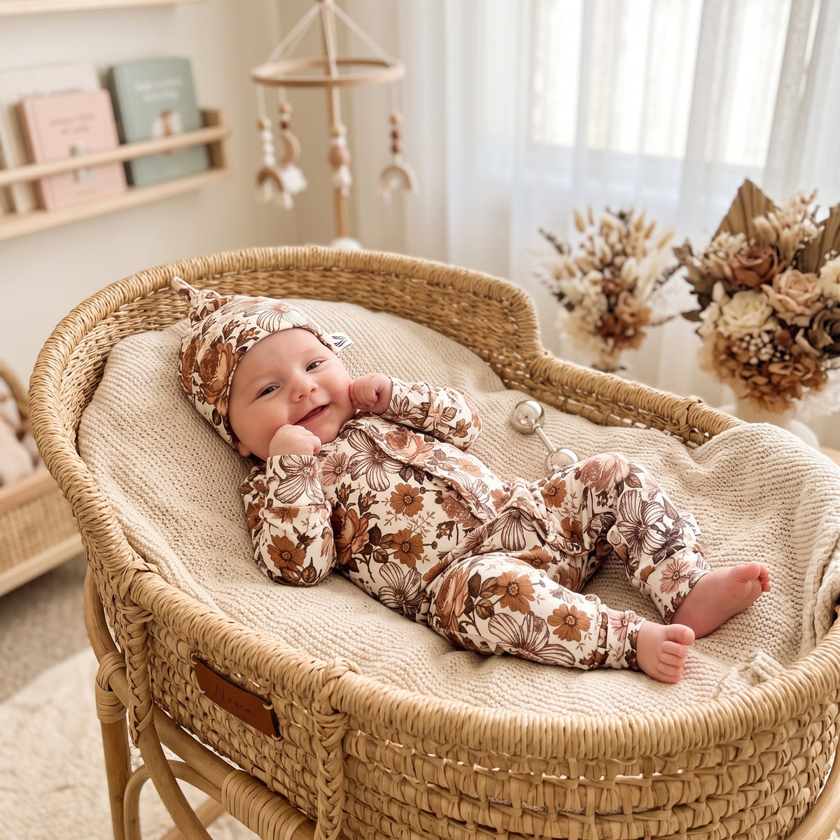 Boxpakje English Garden Brown 2-delig – Met Mutsje | OEKO-TEX® | Feathers®