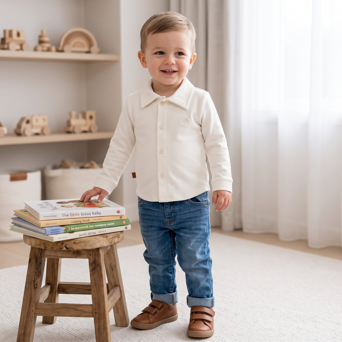 Witte kinderblouse 95% katoen Esjalynn Kids