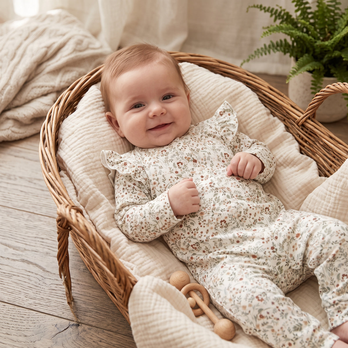 Handgemaakt Boxpakje Ruffle Wild Flower | GOTS-katoen | Feathers®