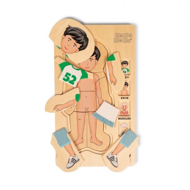 MAMAMEMO Mijn Lichaam Puzzel Jongen – Educatief Houten Speelgoed by Mamamemo