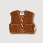 Wollen sherpavest Kastanje achterzijde