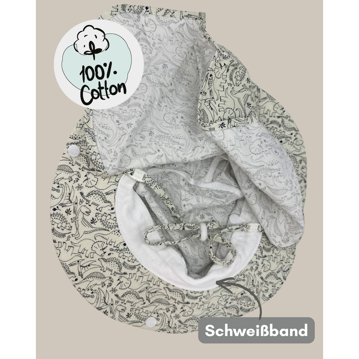 HECKBO Babyzonnehoed Dino | UPF 50+ | Nekbescherming | Maat 6-18M & 6-24M by HECKBO Germany