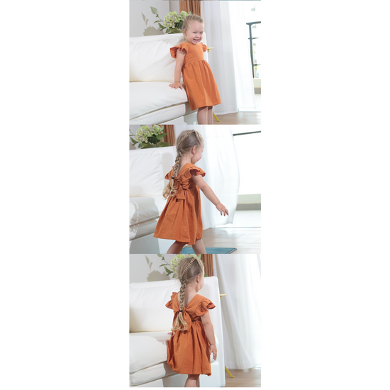 Annie & Charles® Jurk met Ruches – Biologisch Katoen | Meisjes 12M–6J by Annie&Charles