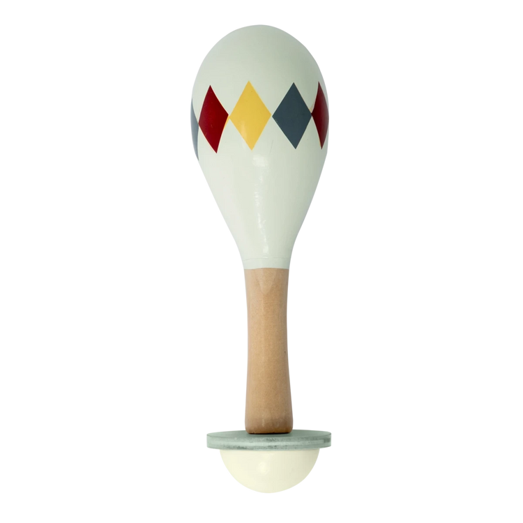 MAMAMEMO® Maracas Wit Harlekin – Houten Babyspeelgoed vanaf 5 Maanden by Mamamemo