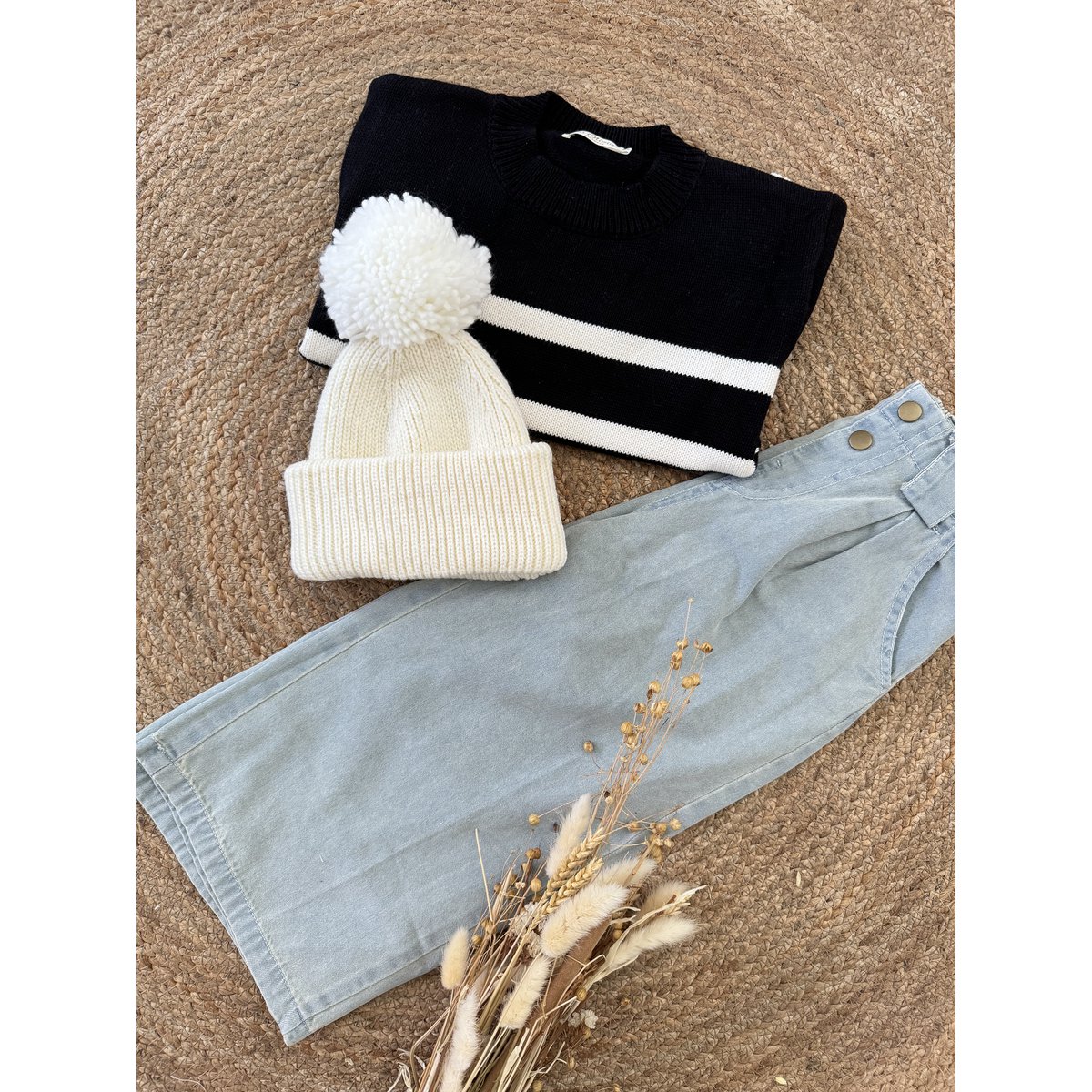 La Olivia Kids Riley Gestreepte Trui Unisex — 100% Katoen, Marineblauw & Wit (18M–6Y)