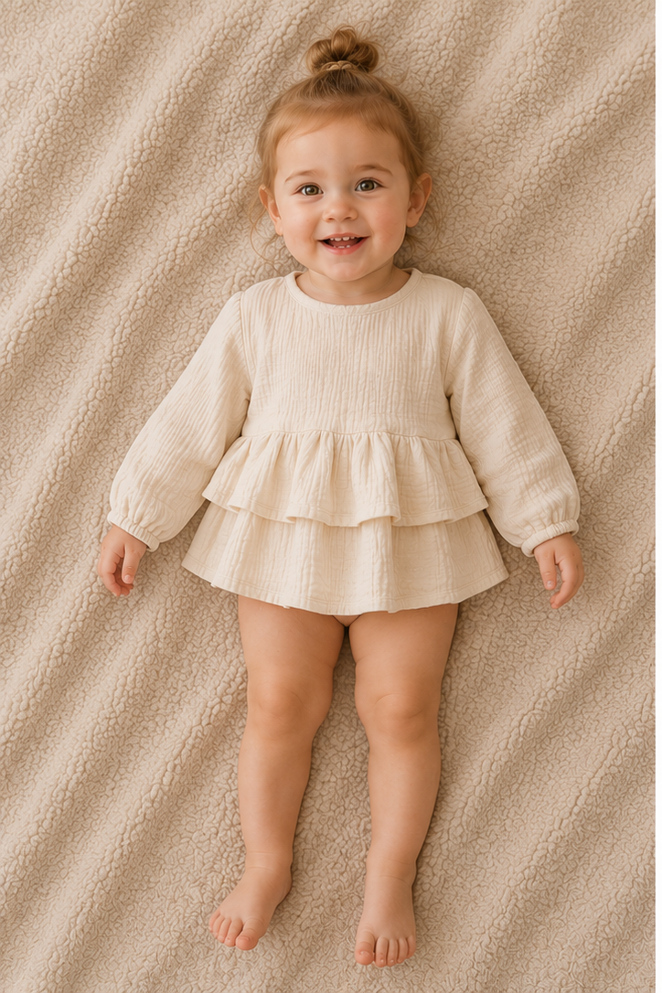 Annie & Charles® LUISA Blouse – Biologisch Katoen met Peplum Ruches | Meisjes 12M–7J by Annie&Charles