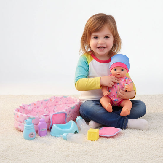 John Toy Baby Rose Drink- en Plaspop 35 cm – Inclusief Accessoires by John Toy