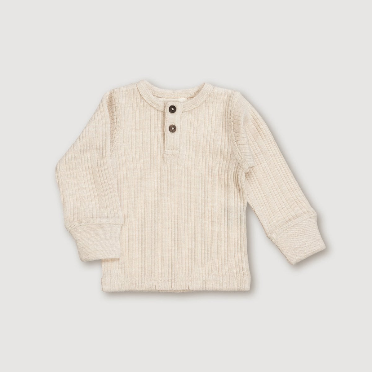 Wollen Rib Henley Baby Top – Merinowol & Tencel | Finch & Fable