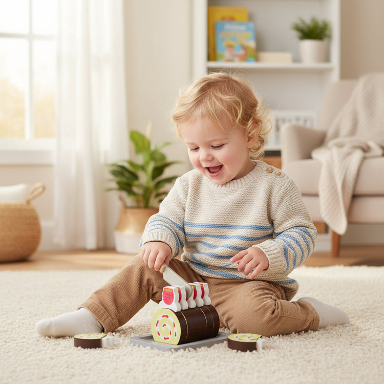 MAMAMEMO® Houten Swiss Roll – Speelgoed Bakkerij voor Kinderen | Vanaf 3 jaar by Mamamemo