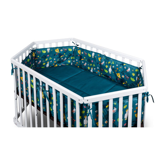 tiSsi® Boxkleed 6-Hoekige Box – Petrol Jungle | 93x133 cm by tiSsi ® Familie beginnt mit uns™