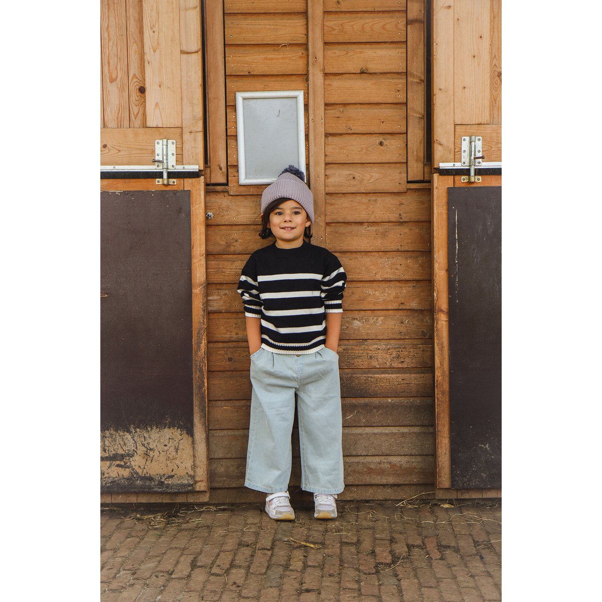 La Olivia Kids Riley Gestreepte Trui Unisex — 100% Katoen, Marineblauw & Wit (18M–6Y)