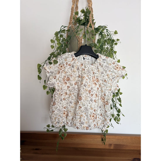 Feathers® Tuniek Vintage Flower | Korte Mouw | Handgemaakt 100% Katoen | Maat 50/56-110/116 by Feathers®