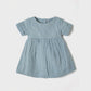 OrganicEra Organische mousseline jurk met korte mouwen en glitter, aqua
