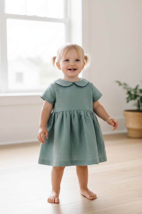 Annie & Charles® LINA Jurk – Biologisch Katoen & Linnen | Meisjes 18M–8J by Annie&Charles