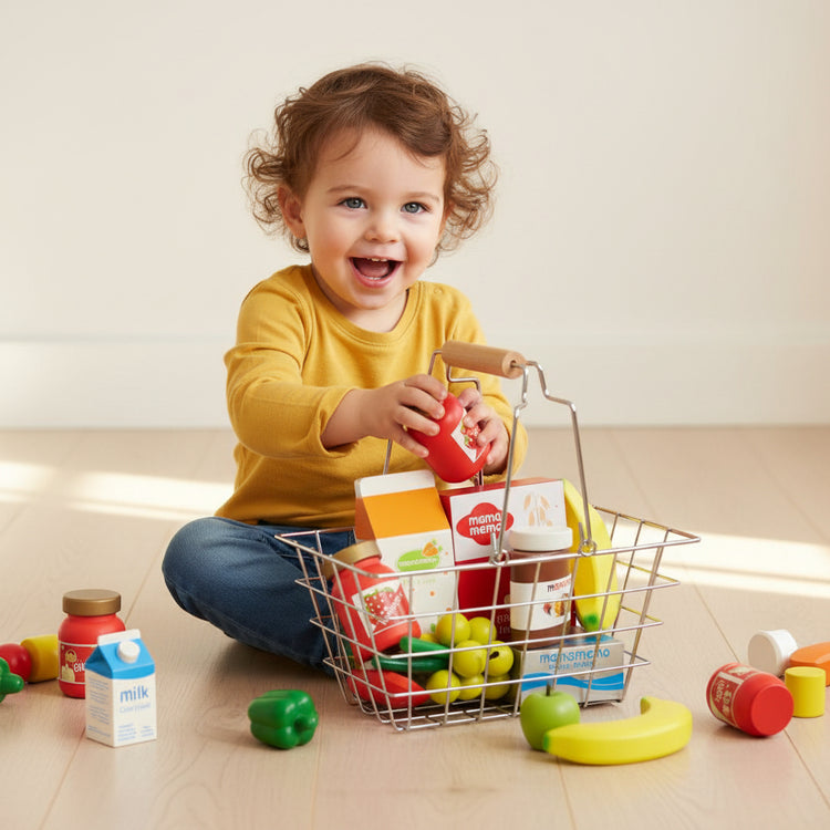 MAMAMEMO® Metalen Winkelmandje – Speelgoed Supermarkt voor Kinderen | Vanaf 3 jaar by Mamamemo