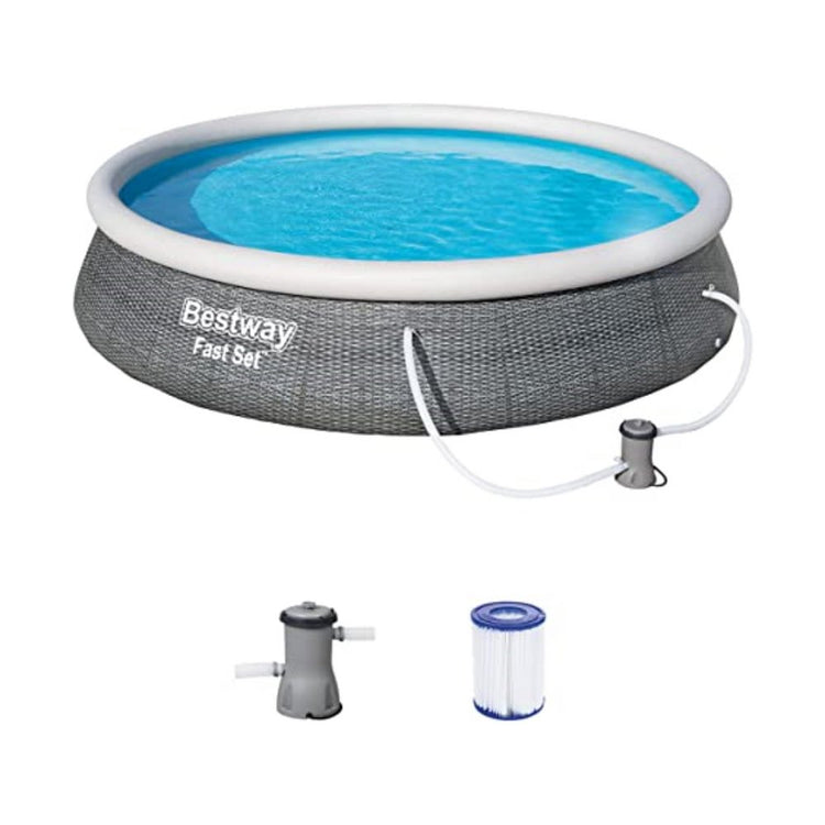Bestway FastSet Opblaaszwembad 396x84cm – Inclusief 12V Pomp | Extra Groot Gezinszwembad by Bestway