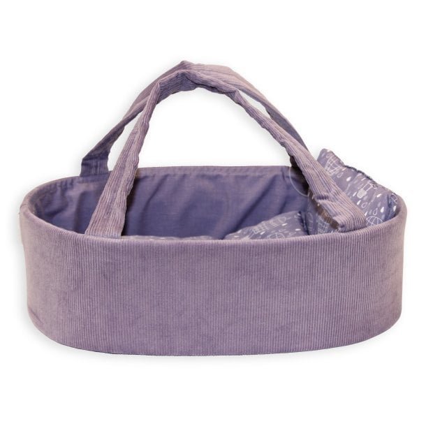 MAMAMEMO Poppenreiswieg Corduroy Lila – 35 cm | Speelgoed Pop & Teddybeer by Mamamemo