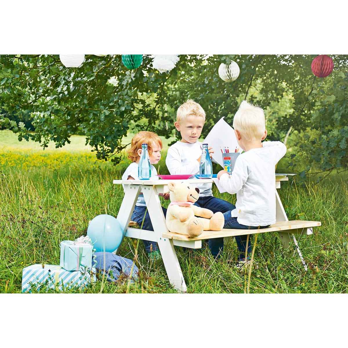 Picknickbank voor kinderen "Nicki für 4", wit