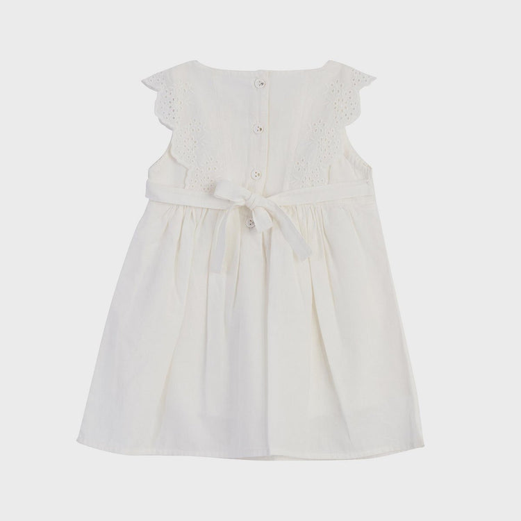 OrganicEra Mouwloze jurk van biologisch mousseline met schelp, Wit by OrganicEra