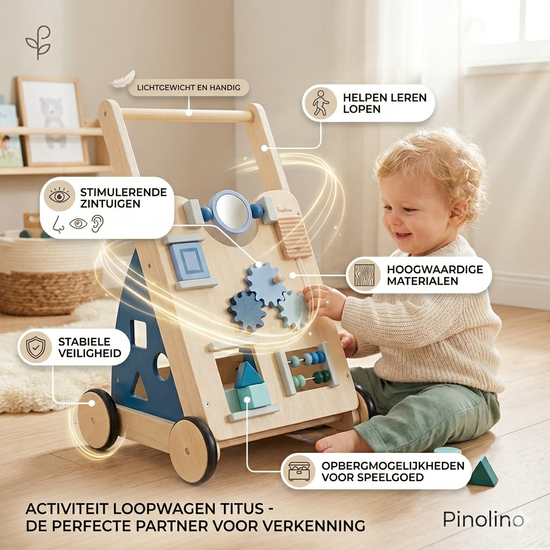 Titus Activiteitenloopwagen - Baby Loopwagen met Interactief Speelpaneel - Blau